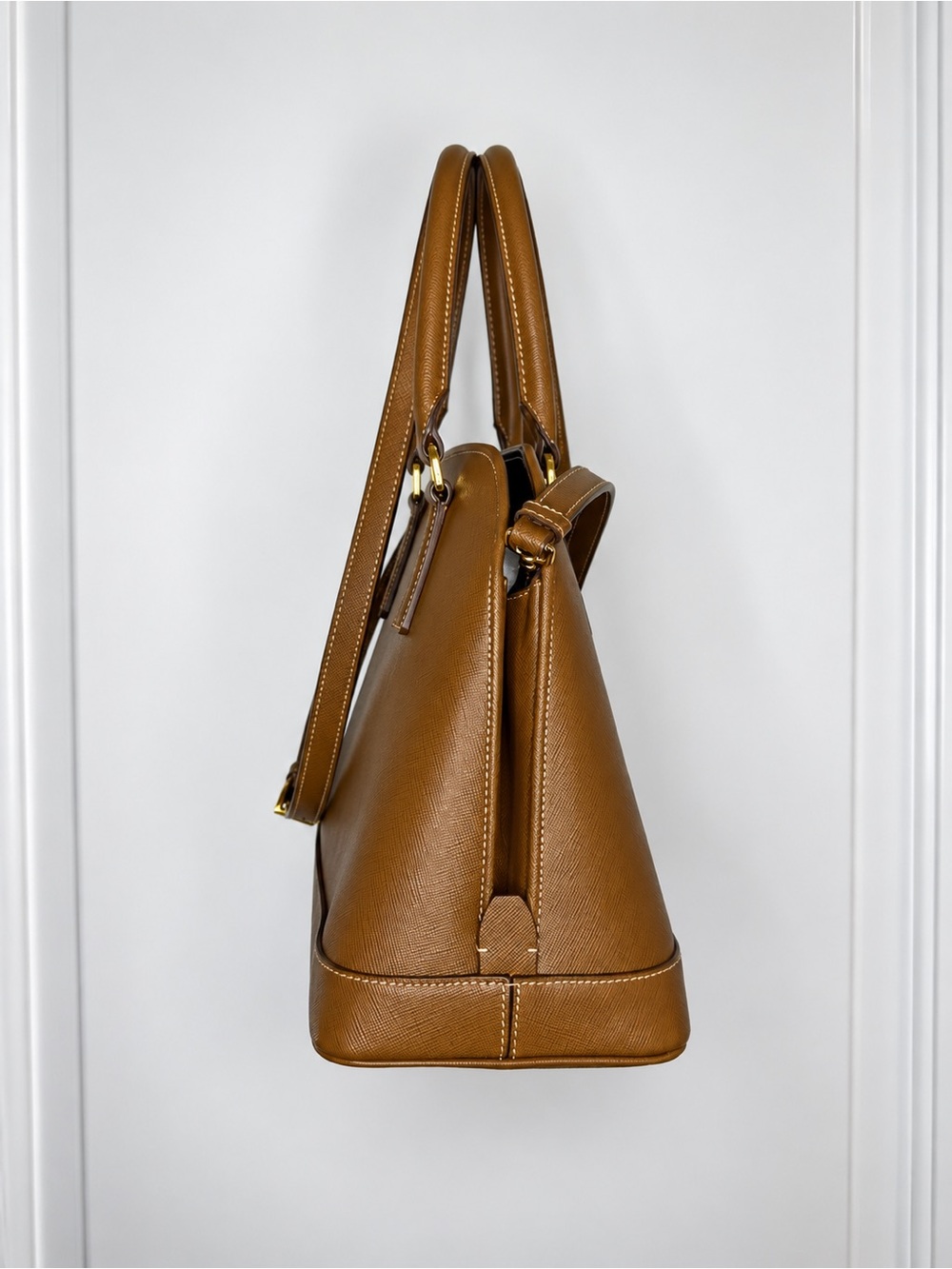 Prada Brown Saffiano Lux Satchel (Camel) - Picture 4 of 8